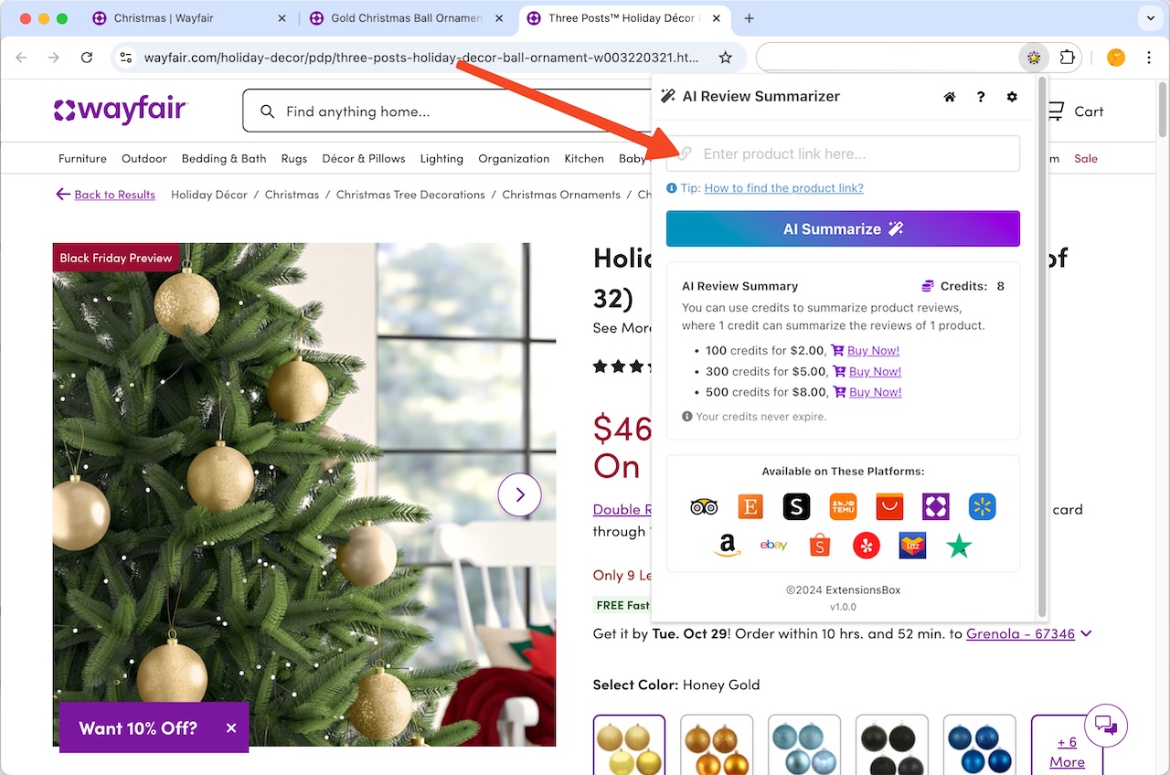 how to find Wayfair product link